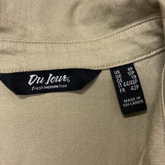 Du Jour Shirt Dress Khaki/Olive Button Down Utility hunger games Y2K Size 8P - Picture 13 of 16